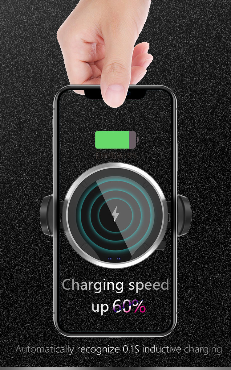 auto clamping wireless charger car mount fast charger